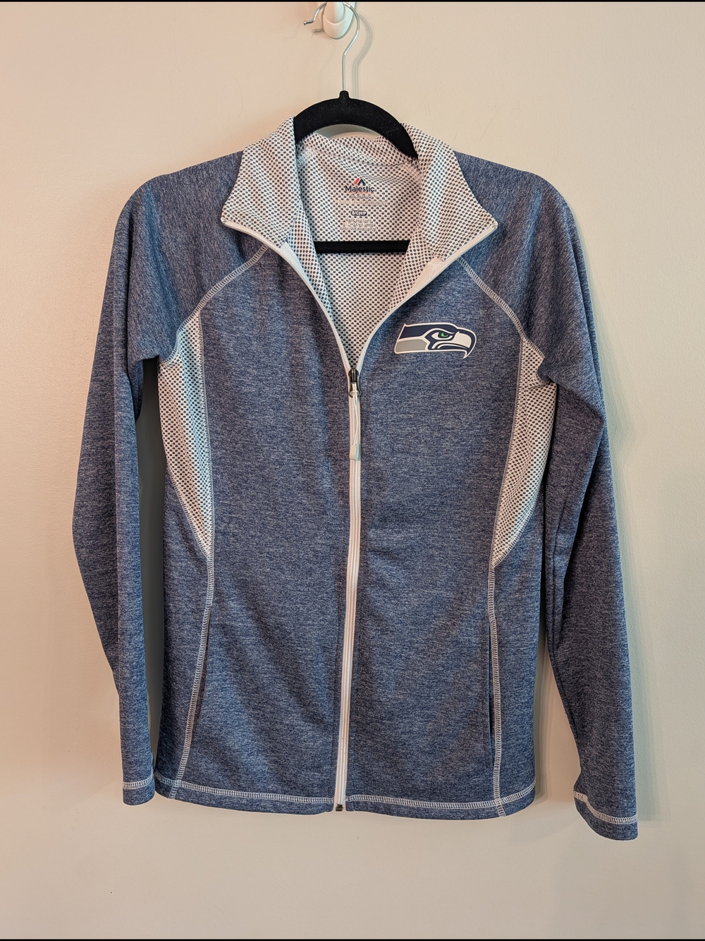 Majestic Women's Seattle Seahawks Heathered Blue Full-Zip Jacket Small New